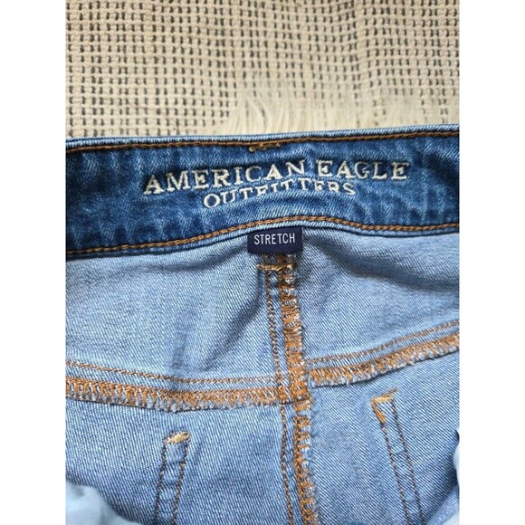 American Eagle AE Stretch Ripped Mom Jeans Hi Rise 4 Distressed Straight Leg - Picture 5 of 11